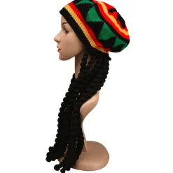 2-pack Rasta-mössa med svarta dreadlocks Bob Marley Dreadlocks Peruk med Rasta Tam-mössa Maskerad Rasta Perukmössa><noscript><img width=