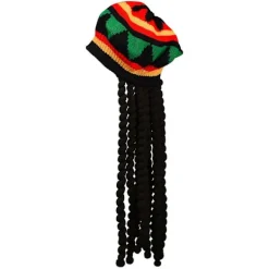 2-pack Rasta-mössa med svarta dreadlocks Bob Marley Dreadlocks Peruk med Rasta Tam-mössa Maskerad Rasta Perukmössa><noscript><img width=