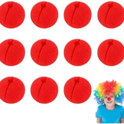 12-pck Röd Clownnäsor i Skum, Rolig Cosply-näsor för Komisk Kostymer> Tillbehör