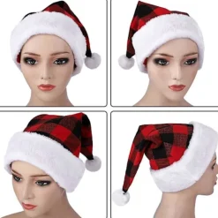 3-pack Sammet Tomteluva Röd Svart Rutig Julfest Tillbehör för Vuxna><noscript><img width=