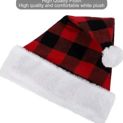 3-pack Sammet Tomteluva Röd Svart Rutig Julfest Tillbehör för Vuxna><noscript><img width=