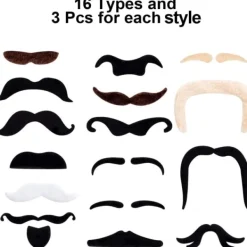 48-pack självhäftande lösmustascher för fester> Tillbehör