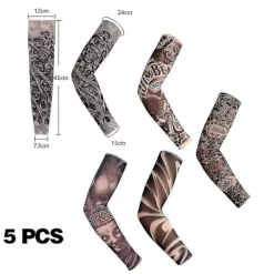 5-pack Tattoo Sleeves Fake Temporära Tatueringar Arm Sleeves Arm Sun Protection Covers Kompatibel Karneval Maskerad><noscript><img width=
