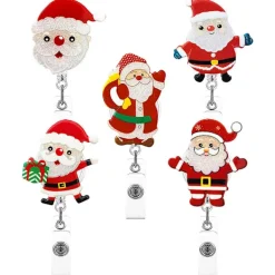 5-pack Utdragbara Badgehållare Id-kort Hållare Sjuksköterska Snurrklämma Jultomte Badgehållare Kort Hållare> Tillbehör