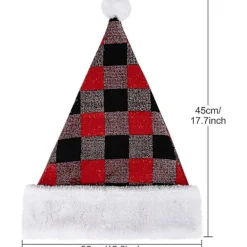 3-pack Vuxen Tomtehatt Sammet Röd Svart Rutig Julfest Tillbehör> Huvudbonader