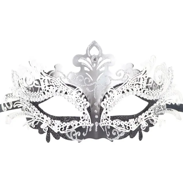Par av Maskerad Mask Metall Järn Fjäril Bal Mask (Silver Svart) 2 Sty> Masker