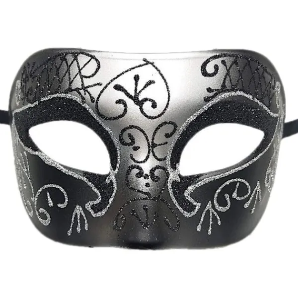 Par av Maskerad Mask Metall Järn Fjäril Bal Mask (Silver Svart) 2 Sty> Masker