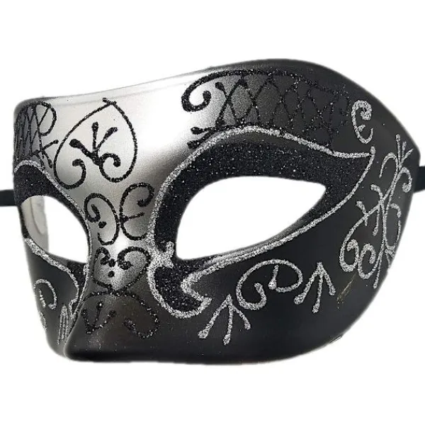 Par av Maskerad Mask Metall Järn Fjäril Bal Mask (Silver Svart) 2 Sty> Masker