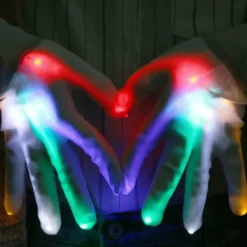 Par LED-2 handskar, lysande/färgglada, blinkande/flerfärgade LED><noscript><img width=