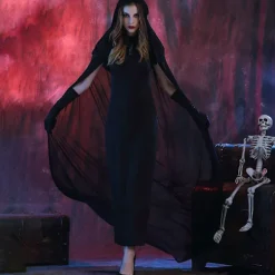 Party Dam Anime Cosplay Halloween Häxkappa Kostym Svart W Kappdräkt M><noscript><img width=