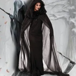 Party Dam Anime Cosplay Halloween Häxkappa Kostym Svart W Kappdräkt M><noscript><img width=