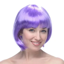 Partyrama peruk, 30 cm, Lila, kort page med unik lugg> Peruker