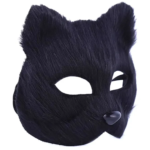 HEET 1PC Rävmask Päls Halv Ansikte Djur Katt Mask Halloween Cosplay> Masker