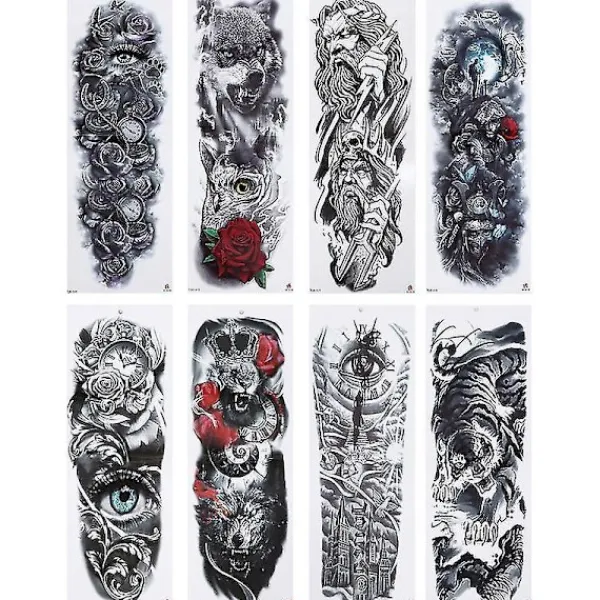 8pcs Arm Tattoos Sticker Waterproof Halloween Temporary Decals Temp Tattoos> Smink