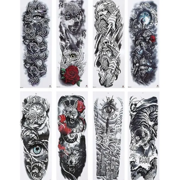 8pcs Arm Tattoos Sticker Waterproof Halloween Temporary Decals Temp Tattoos> Smink