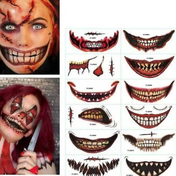 1/12pcs Halloween Prank Makeup Temporary Tattoo Tattoo stickers 05> Smink