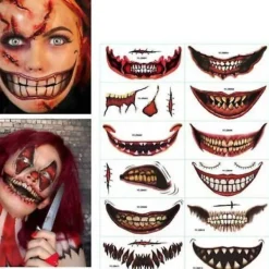 1/12pcs Halloween Prank Makeup Temporary Tattoo Tattoo stickers 04> Smink