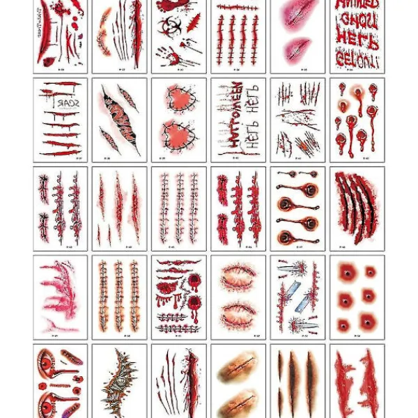 30pcs Halloween Scars Horror Tattoo Stickers Makeup Props> Smink