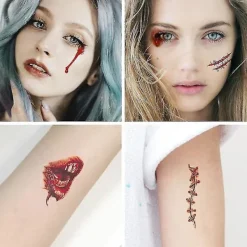 30pcs Halloween Scars Horror Tattoo Stickers Makeup Props><noscript><img width=