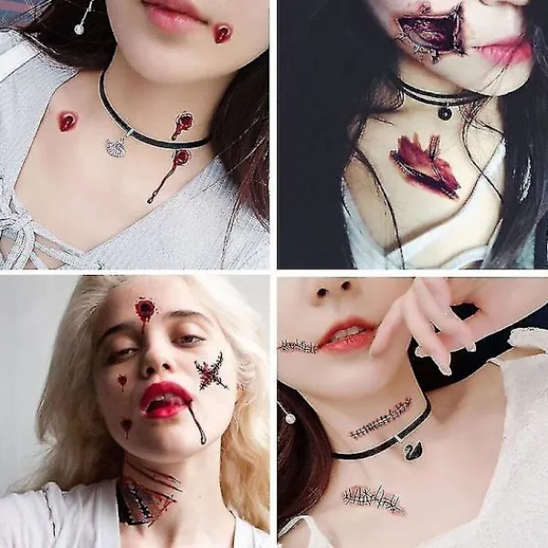 30pcs Halloween Scars Horror Tattoo Stickers Makeup Props> Smink