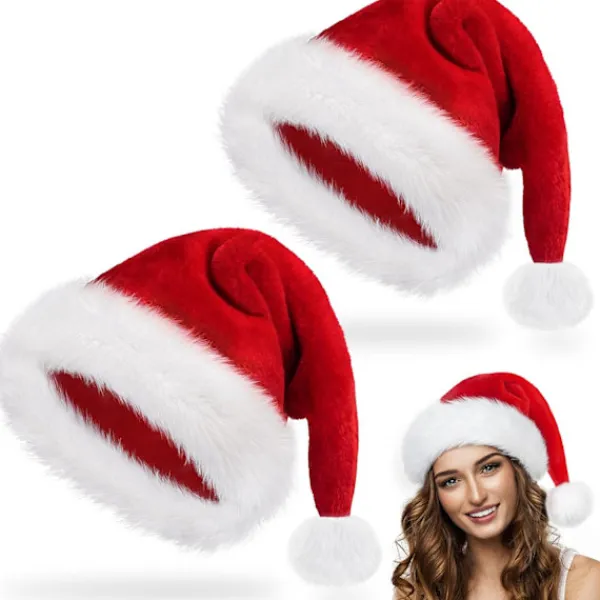 PCS Jultomteluvor för Vuxna, Lyxiga Jultomteluvor i Bulk, Plysch Jultomteluvor, Sammet Mjuka Jultomtedräkter> Huvudbonader