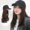 1Pcs Long Straight Hat Wig Natural Brown Wigs Connect Synthetic Synthetic Baseball Cap Hair Wig Hat Wig Adjustable for Women> Peruker