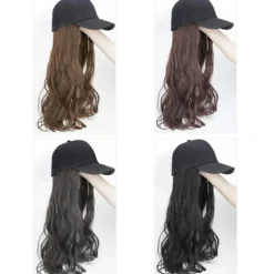 1Pcs Long Straight Hat Wig Natural Brown Wigs Connect Synthetic Synthetic Baseball Cap Hair Wig Hat Wig Adjustable for Women><noscript><img width=