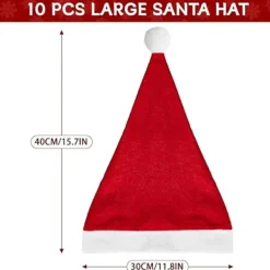 ATELA 10PCS Santa Hats Julhatt för vuxna, Julfest hattar Maskeraddräkt Julhattar eller jultomtedräkt - Jultomten Kul Julhattar för Xmas Office Party Bulk> Huvudbonader