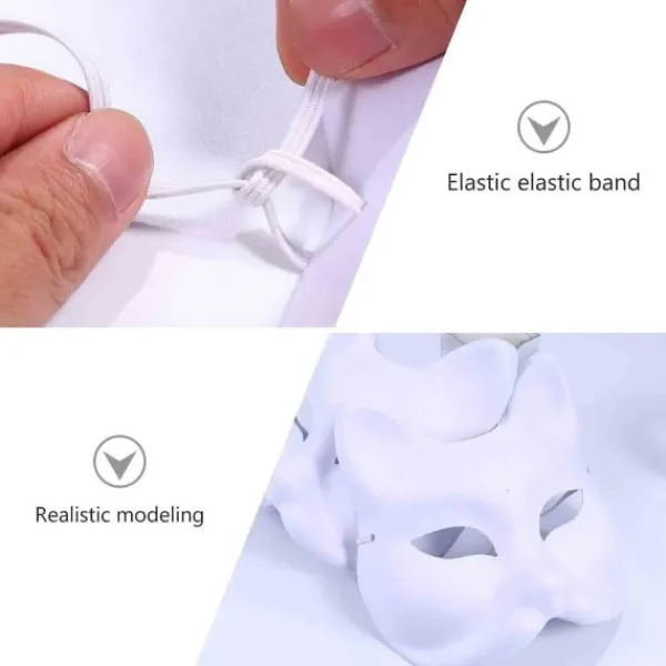 PCS Therian masker Vit katt masker Blank DIY Halloween mask Djur, Katt mask> Masker