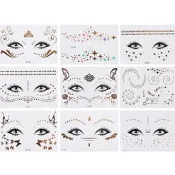 18pcs Waterproof Gold Face Stickers Delicate Masquerade Body Decal Stickers Creative Temporary Tattoos (vs-011,vs-016,vs-019,vs-020,vs-021,vs-022,vs-0 | Fyndiq> Smink