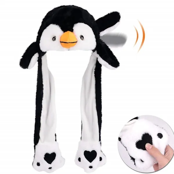 Penguin plysch hatt med öron rörliga hoppar pop up slå hatt julfest Cosplay presenter> Huvudbonader
