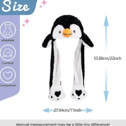 Penguin plysch hatt med öron rörliga hoppar pop up slå hatt julfest Cosplay presenter> Huvudbonader