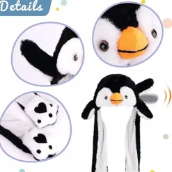 Penguin plysch hatt med öron rörliga hoppar pop up slå hatt julfest Cosplay presenter><noscript><img width=