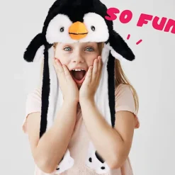 Penguin plysch hatt med öron rörliga hoppar pop up slå hatt julfest Cosplay presenter><noscript><img width=