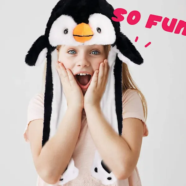 Penguin plysch hatt med öron rörliga hoppar pop up slå hatt julfest Cosplay presenter> Huvudbonader