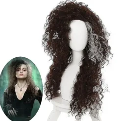 Peruk för Bellatrix Lestrange, Lång Brun Blandad Vågig, Värmebeständig Cosplay Kostym Peruk + Perukmössa> Peruker