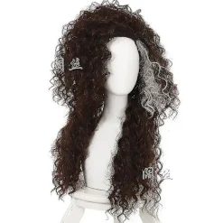 Peruk för Bellatrix Lestrange, Lång Brun Blandad Vågig, Värmebeständig Cosplay Kostym Peruk + Perukhuva> Peruker