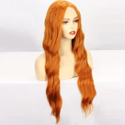 Peruk för kvinnor med långt lockigt orange hår><noscript><img width=