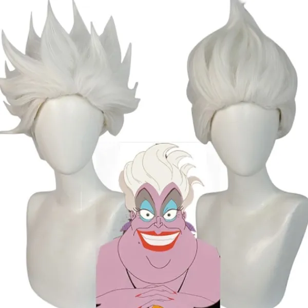 unbranded Peruk för Ursula Cosplay, Vit Kort Hår för Vuxna Kvinnor Män Halloween Kostym Rekvisita Cosplay Rollspel Peruker - JA> Peruker