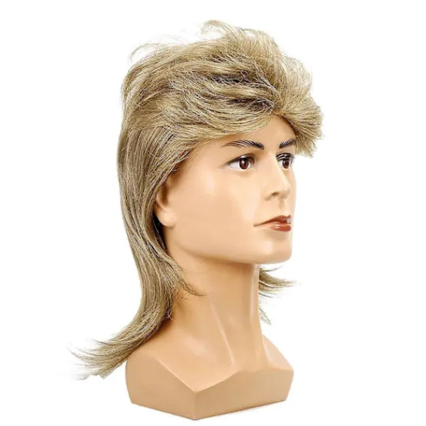 LEIGELE Peruk Herr Guld Mullet 80-tals Mullet Långt Syntetiskt Hår (LGL)> Peruker