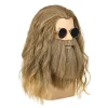 Peruk med skägg herr lång lockig askblond peruk halloween kostym peruker> Peruker