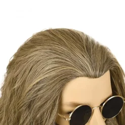 Peruk med skägg herr lång lockig askblond peruk halloween kostym peruker> Peruker