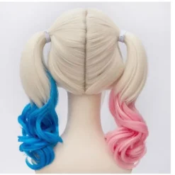 Peruk polyester (vuxen) e rosa och blå> Peruker