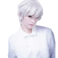 FMYSJ Peruker för Vuxna Män Gu Wig Kort Pojkperuk Vit Kort för Karnevaler Fest (FM)><noscript><img width=