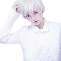 FMYSJ Peruker för Vuxna Män Gu Wig Kort Pojkperuk Vit Kort för Karnevaler Fest (FM)><noscript><img width=