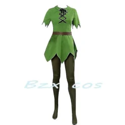 Peter Pan Cosplay Anime Costume Green Elf Uniform Dresses Boys Girls Halloween Carnival Costume Fancy Dress Suit Men -a L Men><noscript><img width=