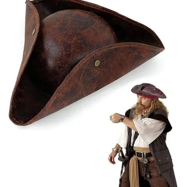 Pirathatt för vuxna, Halloween-hattar för vuxna i kolonialstil, Tricorn-hatt, lämplig för Cherry{REN}> Huvudbonader