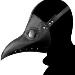 Plague Doctor Black Death Mask Läder Halloween Steampunk Pu Carnival Cosplay Vuxen De Peste Vuxen Glasögon Mask Grim Reaper><noscript><img width=