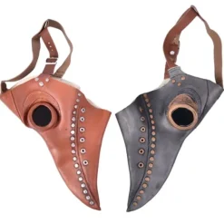 Plague Doctor Mask Kostym Fågelmask PU Läder Steampunk Svart><noscript><img width=