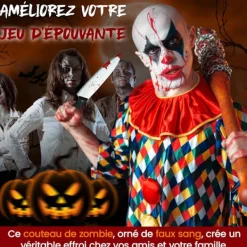 Plastkniv med falskt blod 30 cm - Vuxenprank, Falsk kniv, Zombikniv, Tillbehör, Kostym och Dekoration för Halloweenfest, Cosplay><noscript><img width=